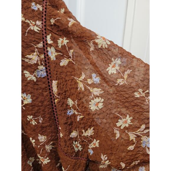 Madewell Brown Floral Print Long Sleeve Dress - Picture 6 of 11